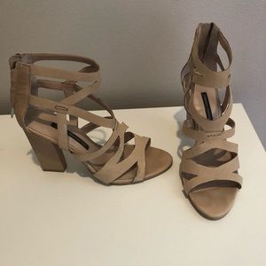 French Connection Isla Strappy Heel Sandals, Sand